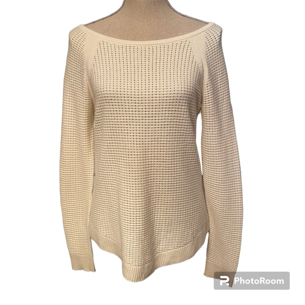 RAG & BONE SWEATER BOAT NECK BATEAU CREAM OPEN KNIT LONG SLEEVE SIZE S